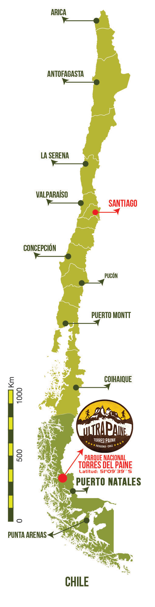 Ultra Paine General Map of Chile 2021 Patagonia, Chile